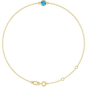 14K Yellow Gold Natural Blue Zircon 6 1/2-7 1/2" Bracelet