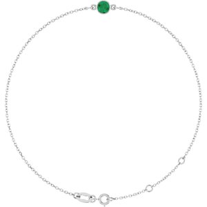 14K White Gold Lab-Grown Emerald 6 1/2-7 1/2" Bracelet