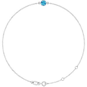 14K White Gold Natural Blue Zircon 6 1/2-7 1/2" Bracelet