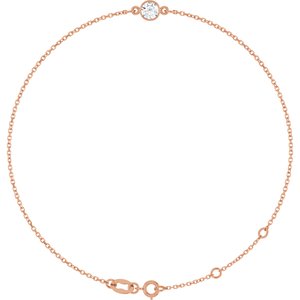 14K Rose Gold 4 mm Round Bezel-Set 6 1/2-7 1/2" Bracelet Mounting