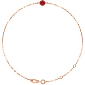 14K Rose Gold Natural Ruby 6 1/2-7 1/2" Bracelet