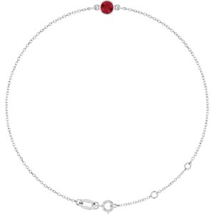14K White Gold Lab-Grown Ruby 6 1/2-7 1/2" Bracelet