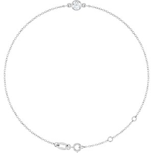 14K White Gold Natural White Sapphire 6 1/2-7 1/2" Bracelet
