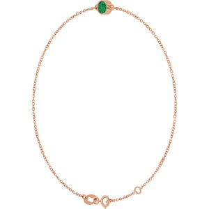 14K Rose Gold Lab-Grown Emerald 6 1/2-7 1/2" Bracelet – image 2