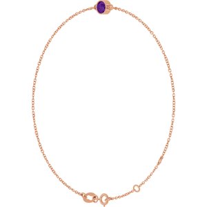 14K Rose Gold Natural Amethyst 6 1/2-7 1/2" Bracelet – image 2