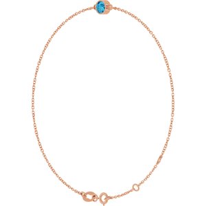 14K Rose Gold Natural Blue Zircon 6 1/2-7 1/2" Bracelet – image 2