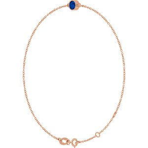 14K Rose Gold Lab-Grown Blue Sapphire 6 1/2-7 1/2" Bracelet – image 2