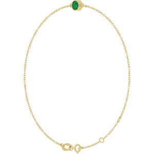 14K Yellow Gold Natural Emerald 6 1/2-7 1/2" Bracelet