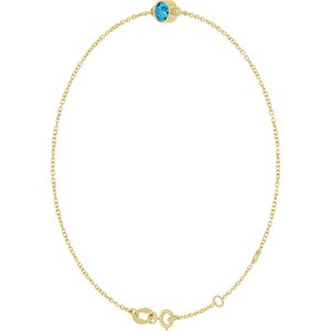 14K Yellow Gold Natural Blue Zircon 6 1/2-7 1/2" Bracelet – image 2