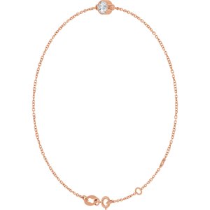 14K Rose Gold Natural White Sapphire 6 1/2-7 1/2" Bracelet – image 2