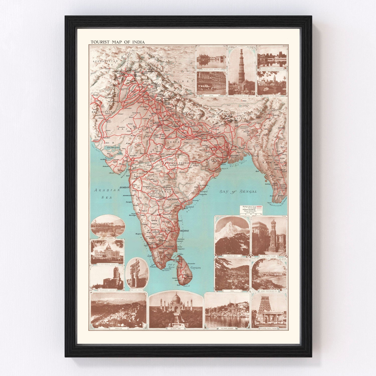 Vintage India Tourist Map 1930