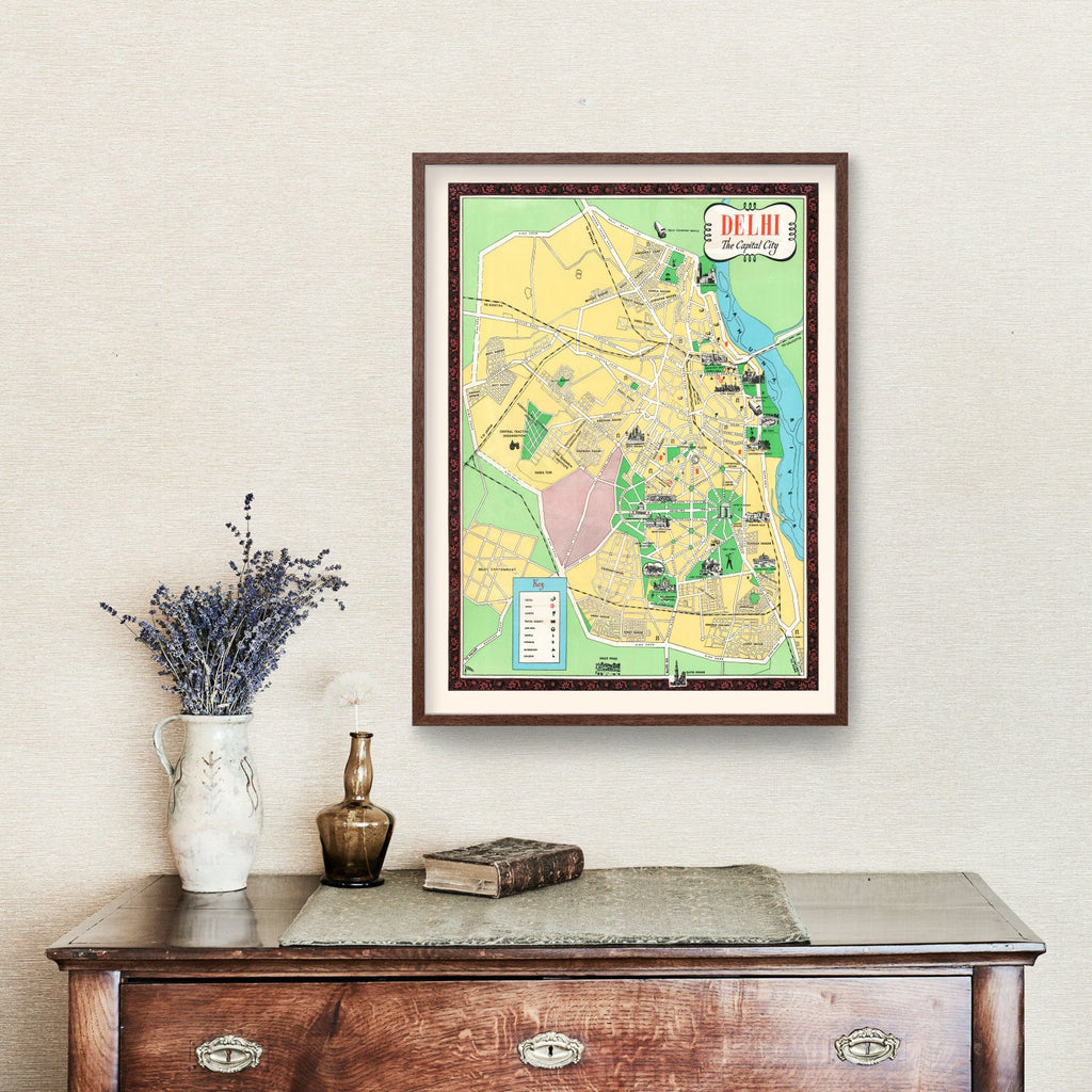Vintage Map of Delhi, India 1960