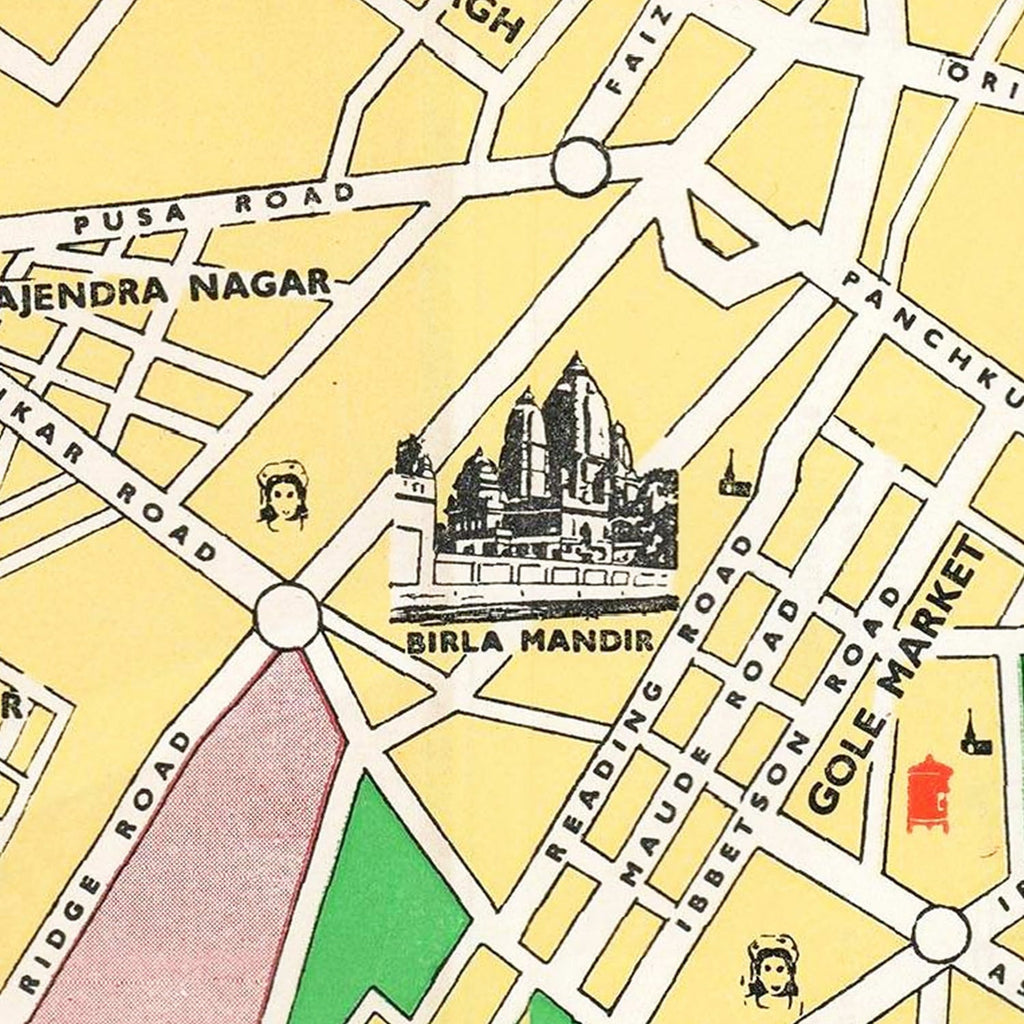 Vintage Map of Delhi, India 1960