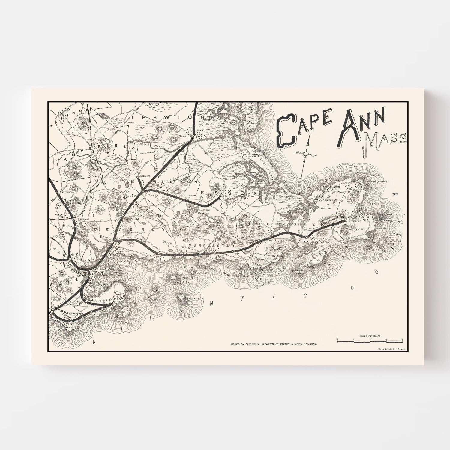 Vintage Cape Ann Map 1889