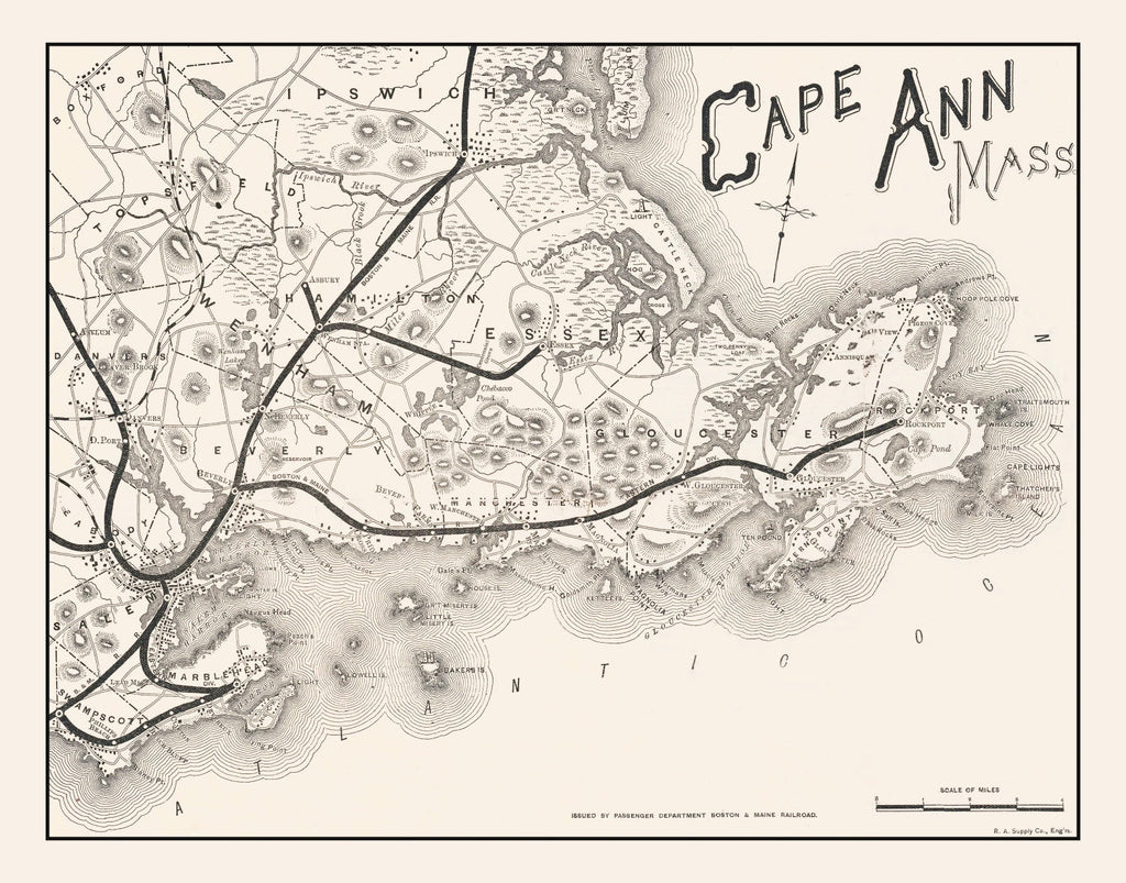 Vintage Cape Ann Map 1889