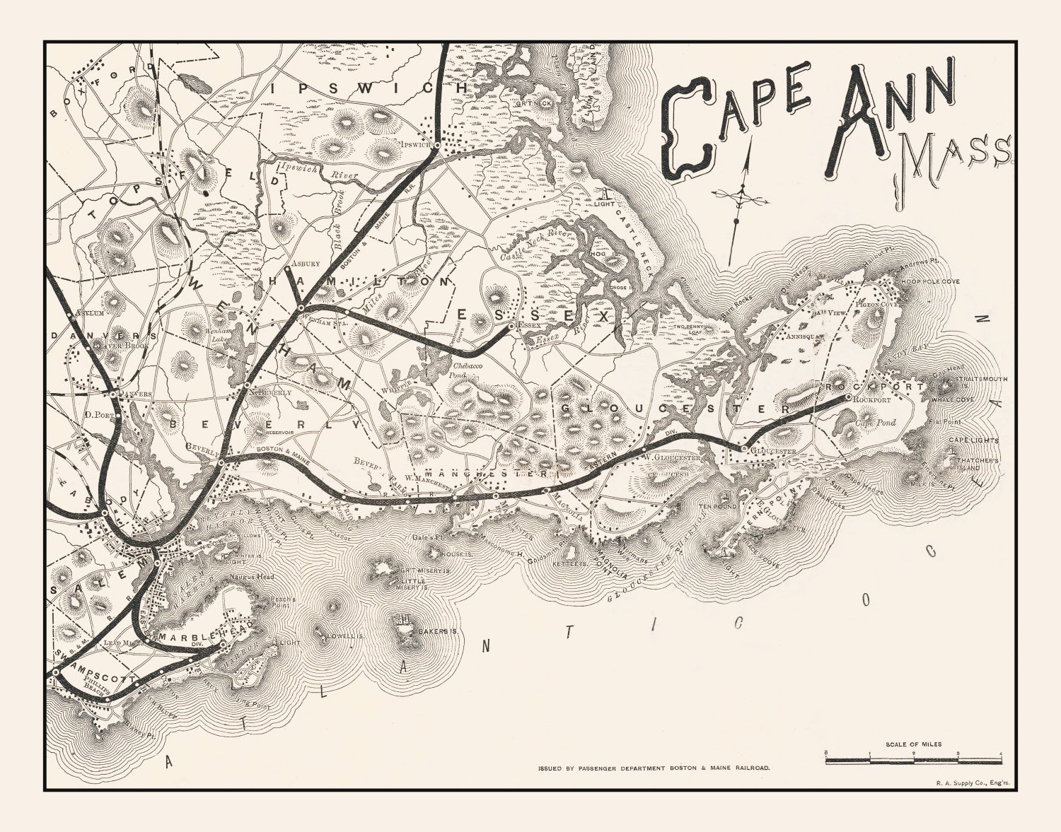 Vintage Cape Ann Map 1889