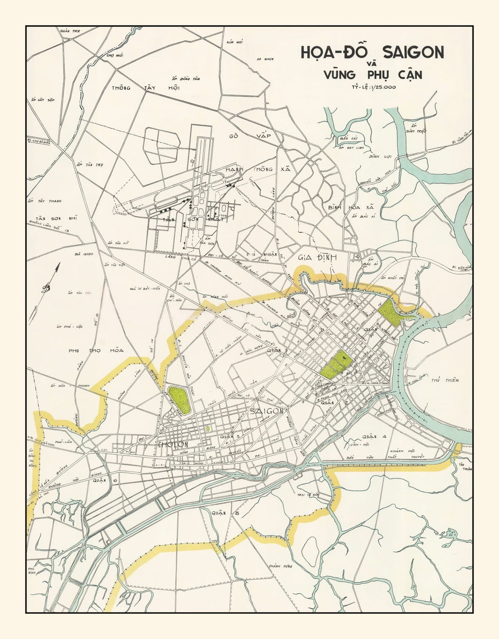 Vintage Map of Saigon, Vietnam 1968