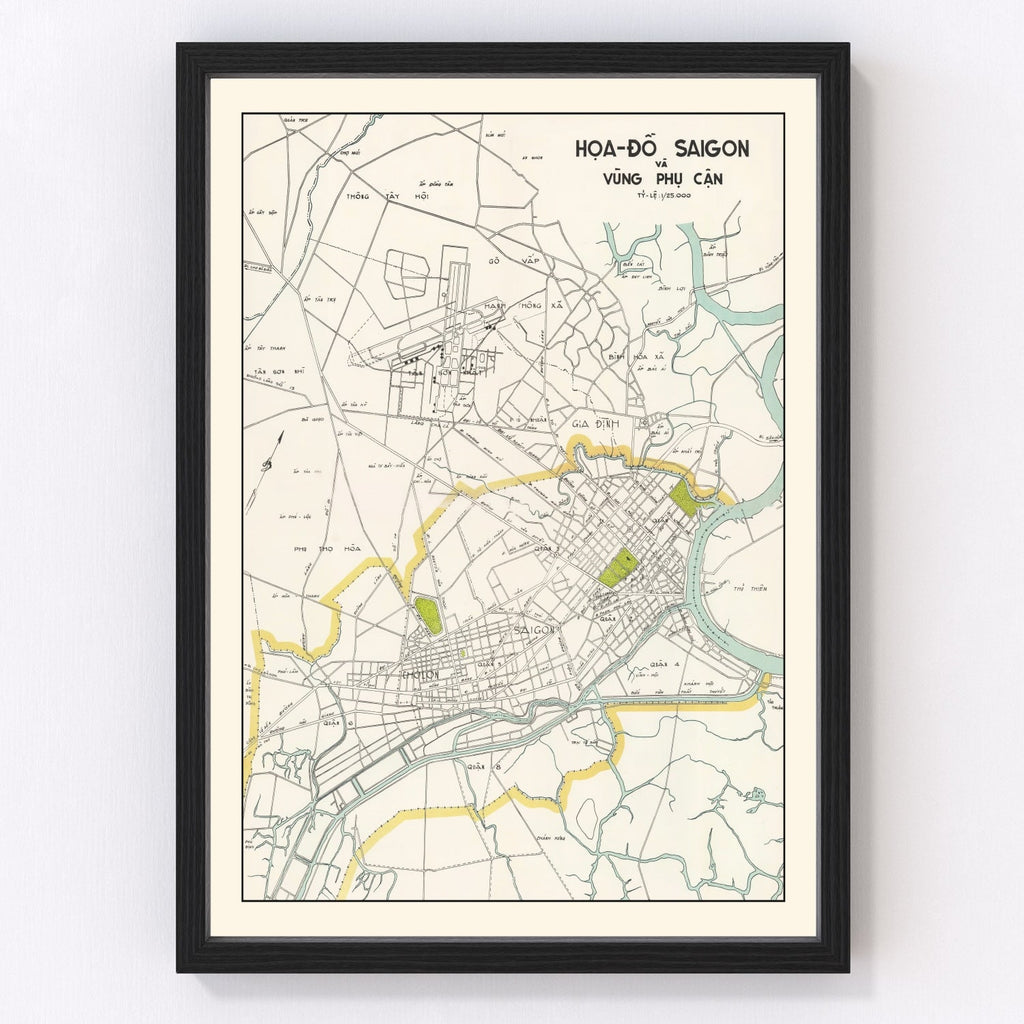 Vintage Map of Saigon, Vietnam 1968