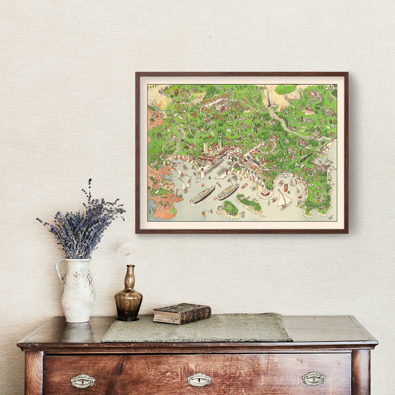 Vintage Map of Cannes, France 1953