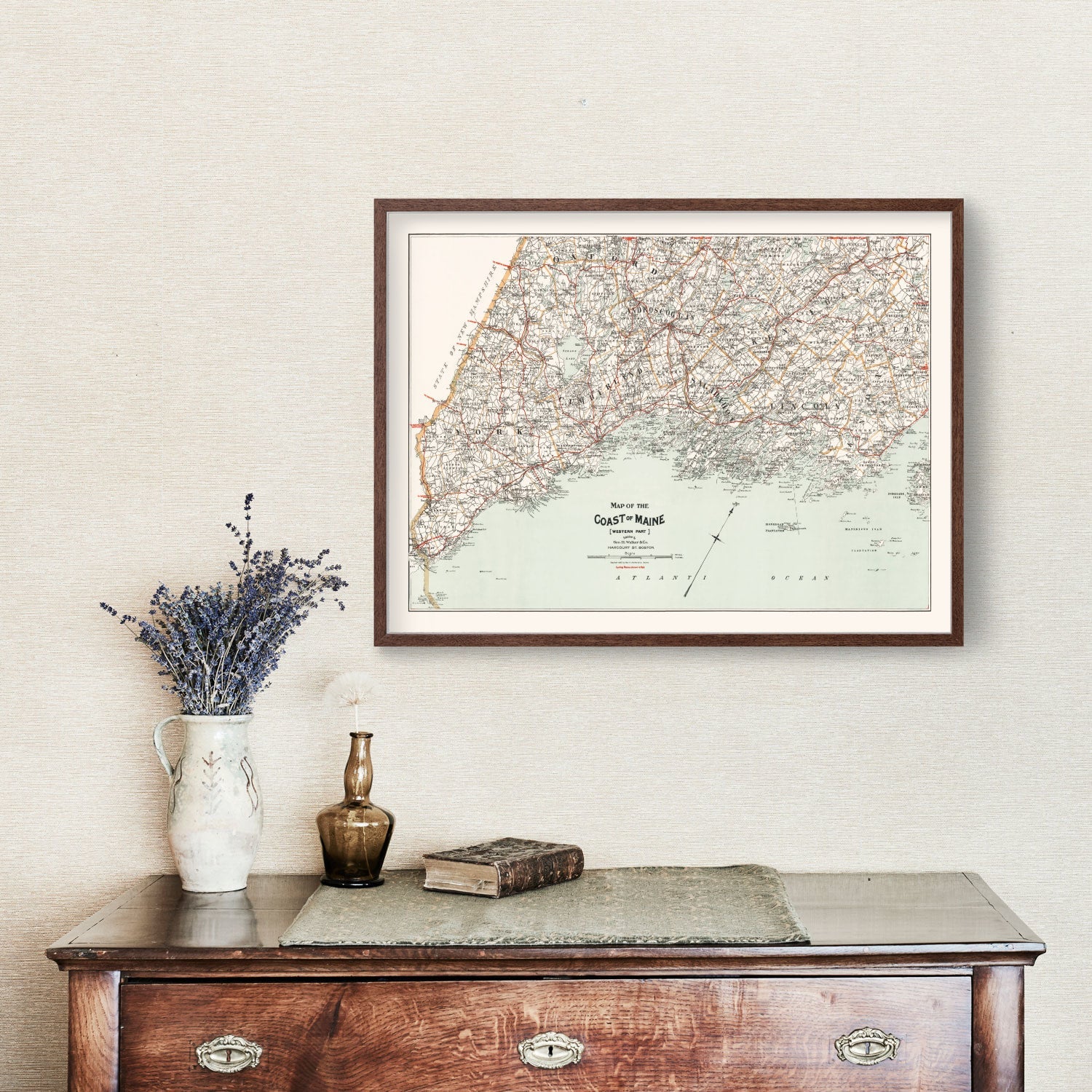 Vintage Map of Coast of Maine 1893