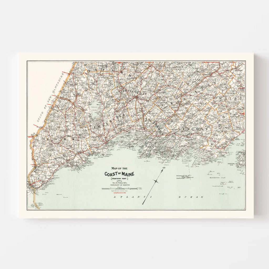 Vintage Map of Coast of Maine 1893
