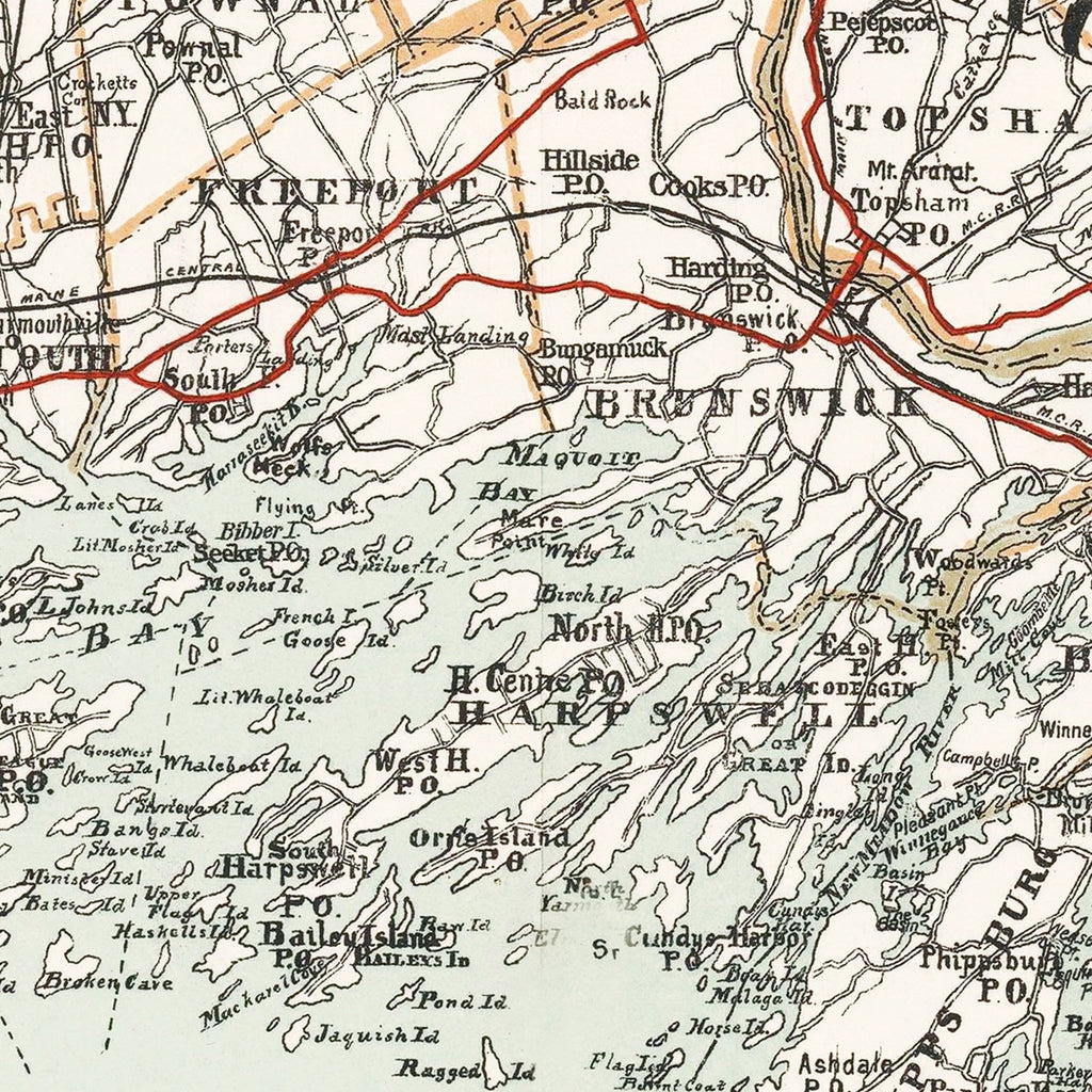 Vintage Map of Coast of Maine 1893