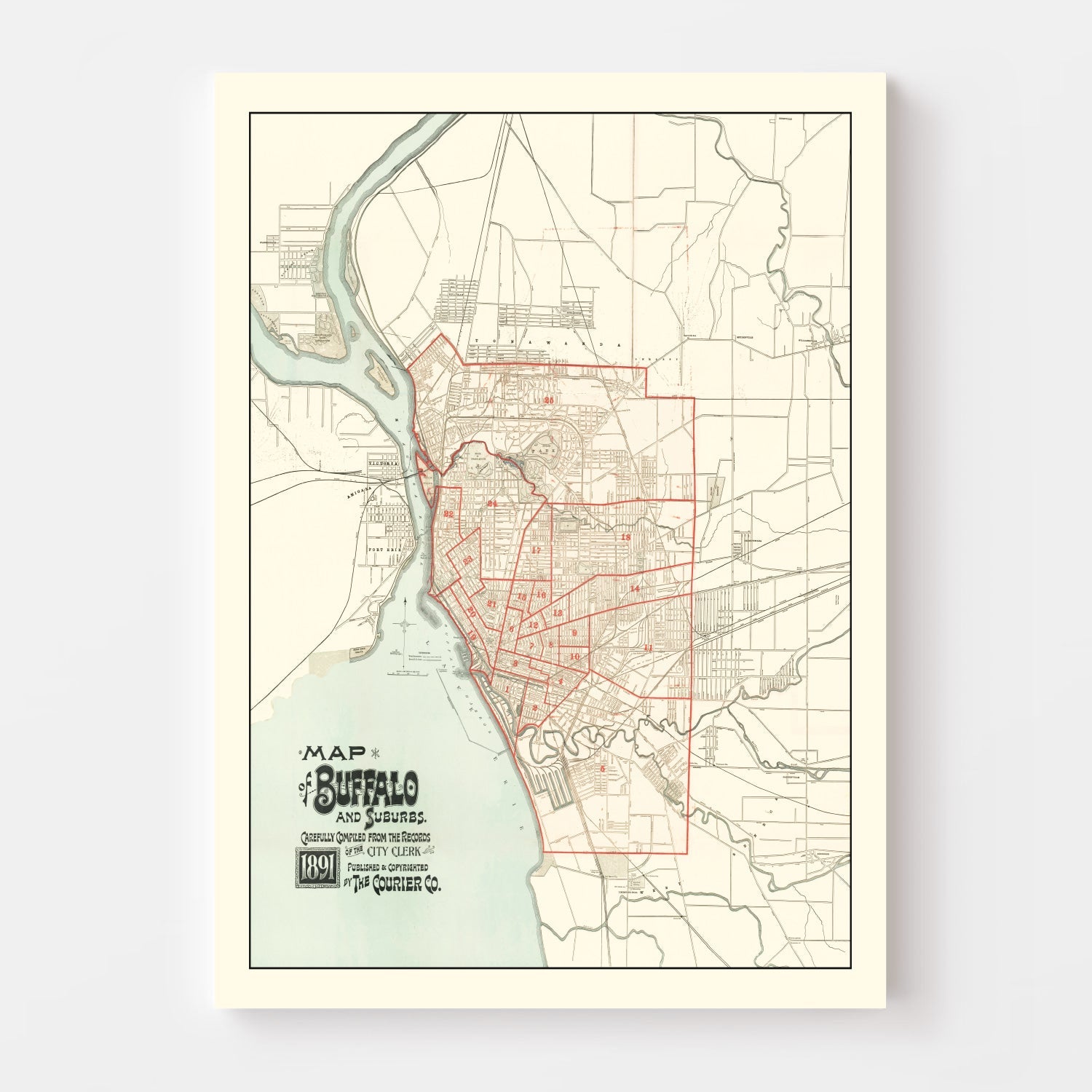 Vintage Map of Buffalo, New York 1891