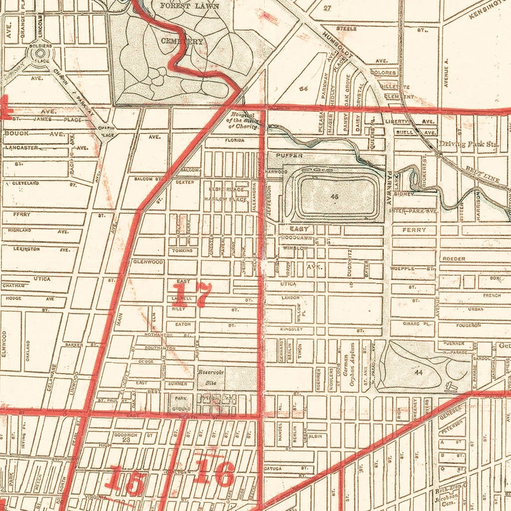 Vintage Map of Buffalo, New York 1891
