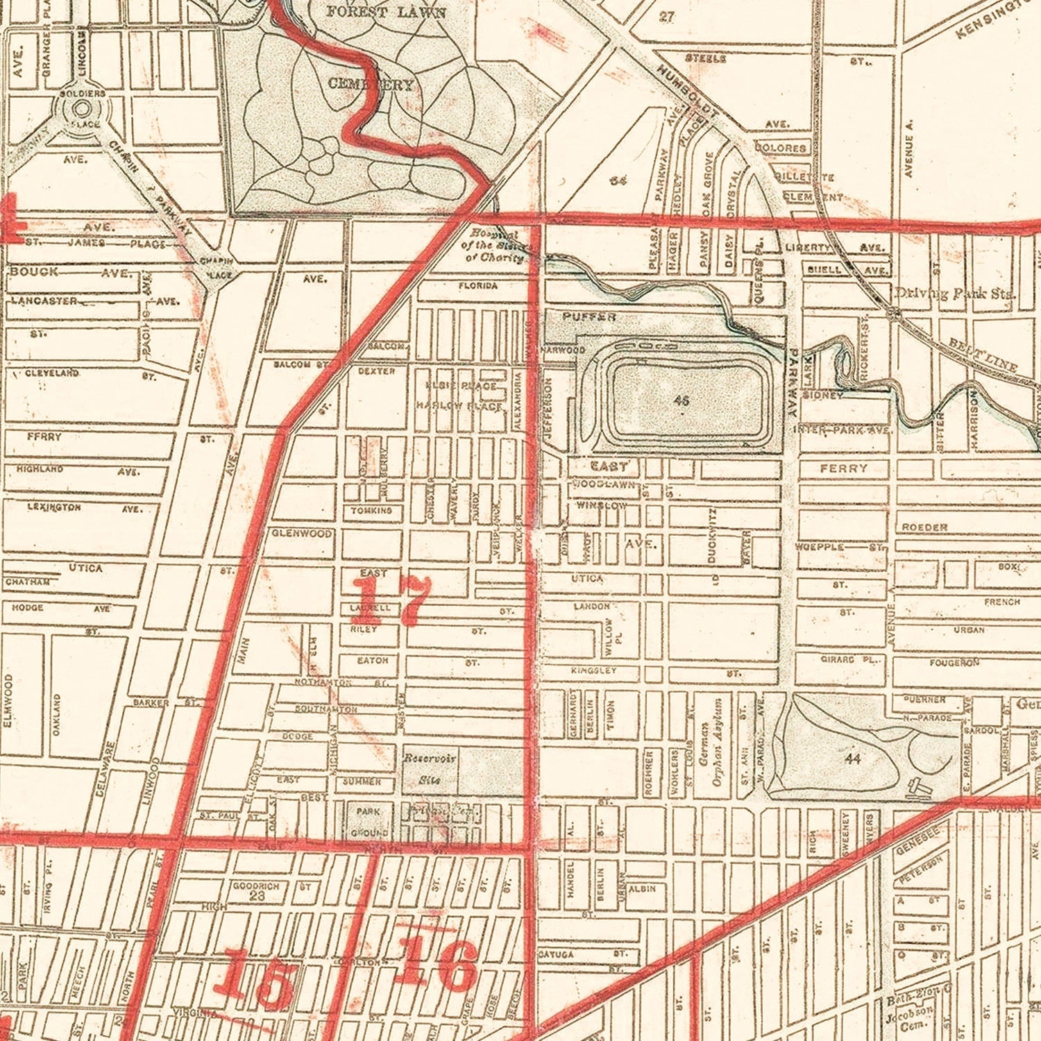 Vintage Map of Buffalo, New York 1891