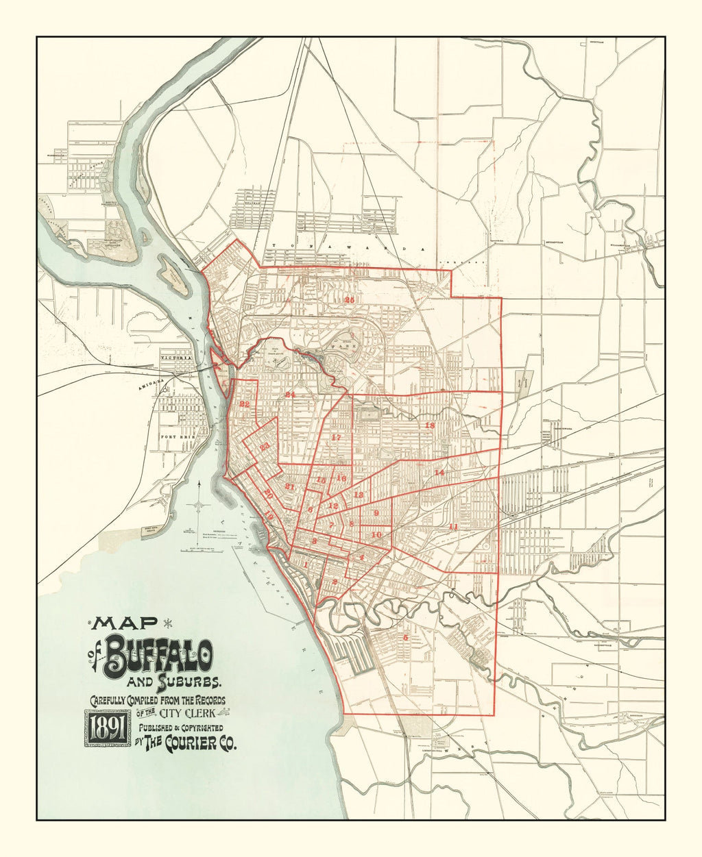 Vintage Map of Buffalo, New York 1891
