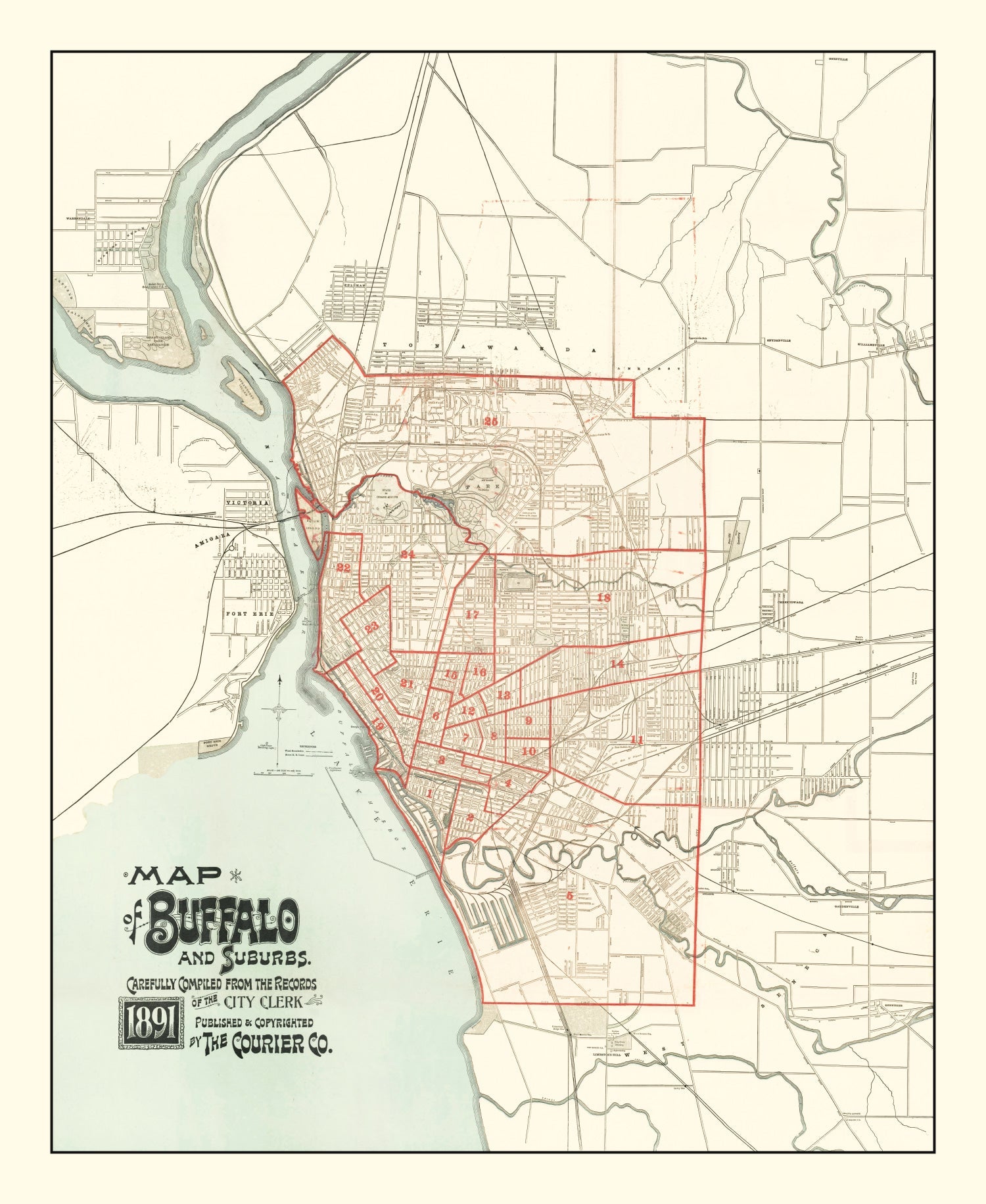 Vintage Map of Buffalo, New York 1891
