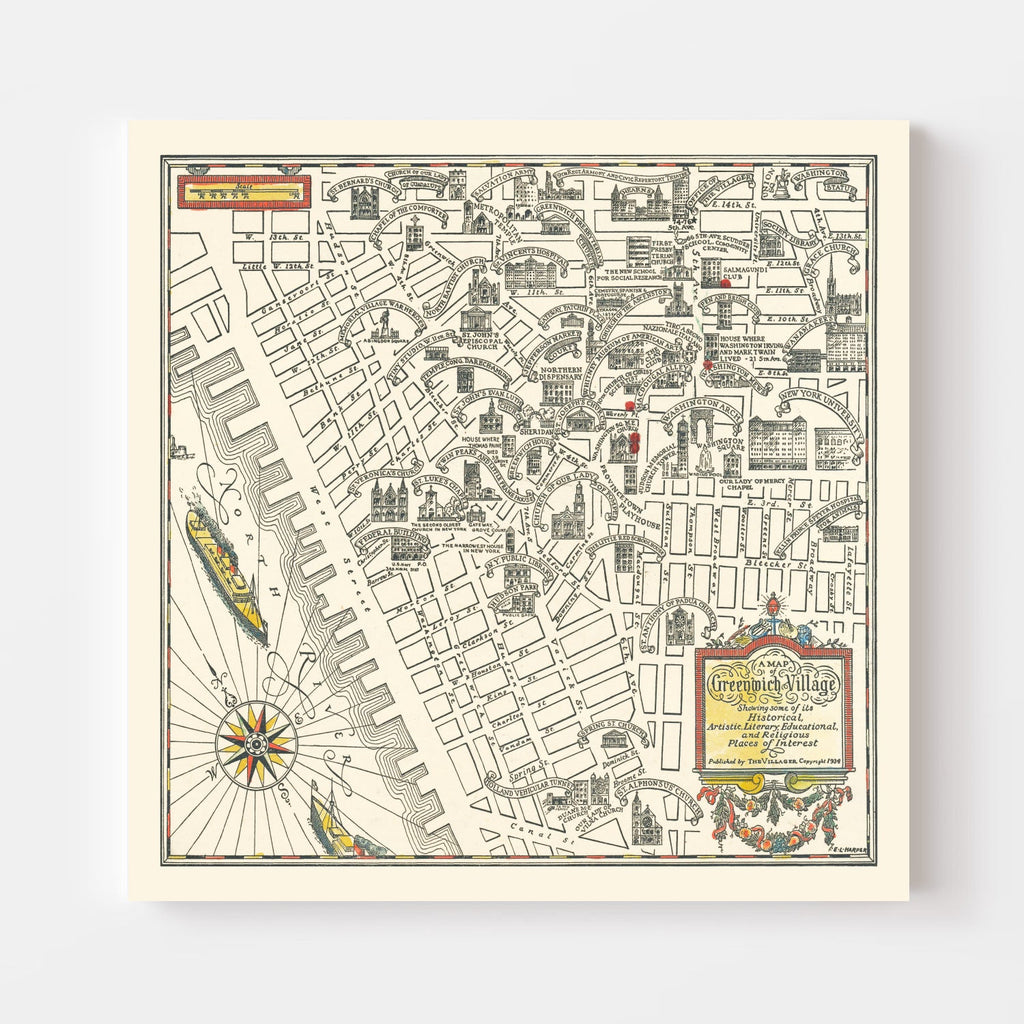 Vintage Map of Greenwich Village, New York 1934