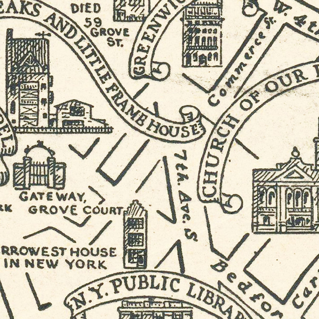 Vintage Map of Greenwich Village, New York 1934