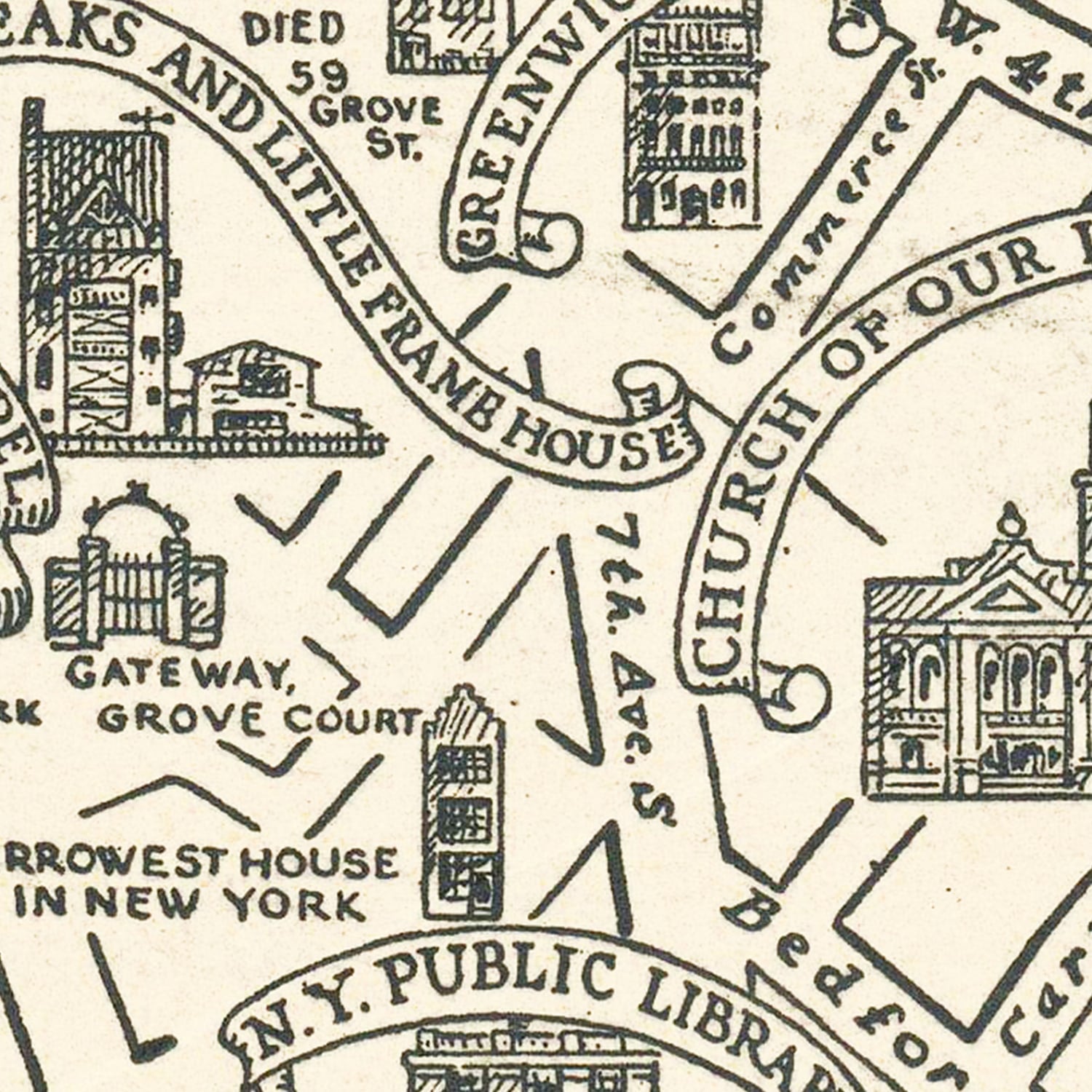 Vintage Map of Greenwich Village, New York 1934