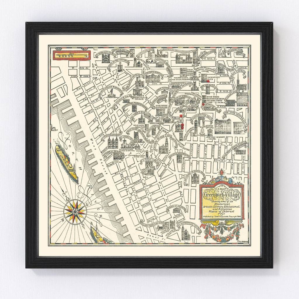 Vintage Map of Greenwich Village, New York 1934