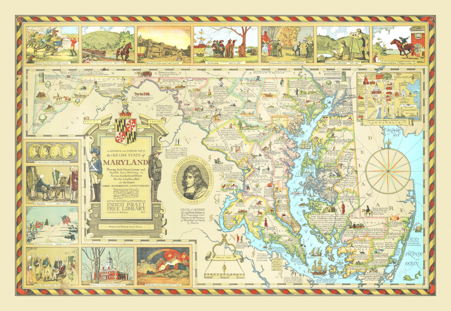 Vintage Map of Maryland 1931