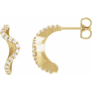14K Yellow Gold 1/5 CTW Natural Diamond 15.5 mm Hoop Earrings