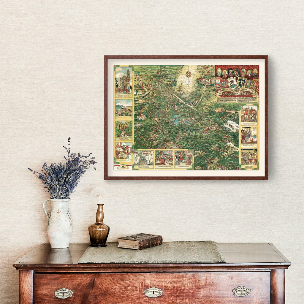 Vintage Map of Mexico City, Mexico 1935