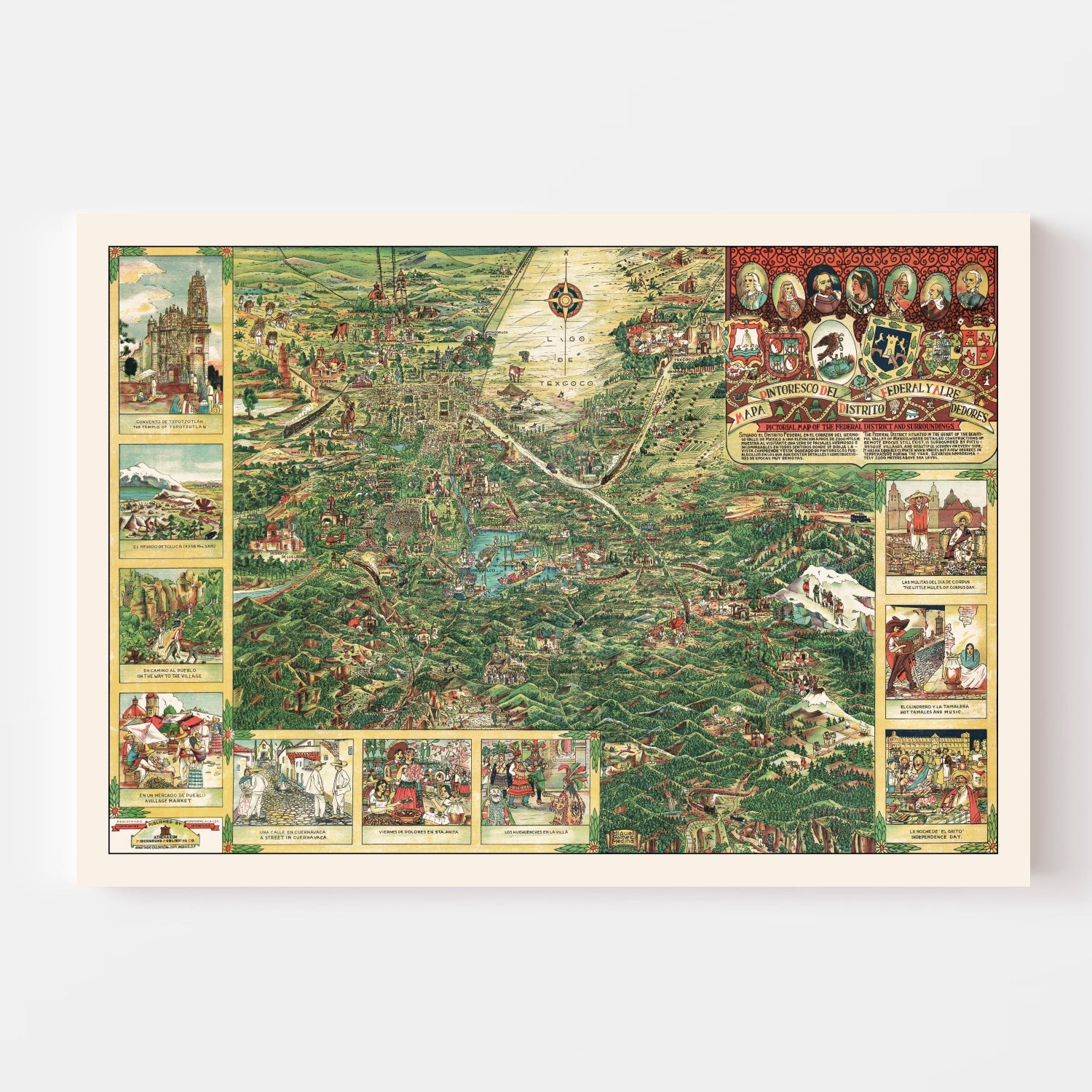 Vintage Map of Mexico City, Mexico 1935