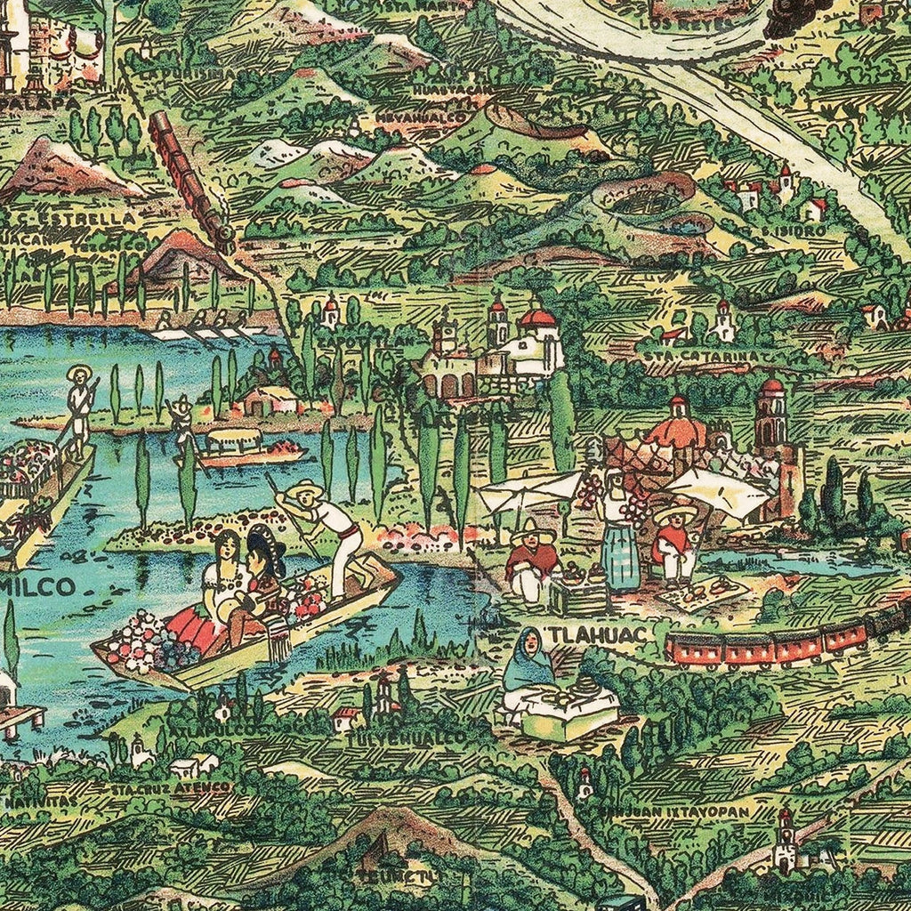 Vintage Map of Mexico City, Mexico 1935