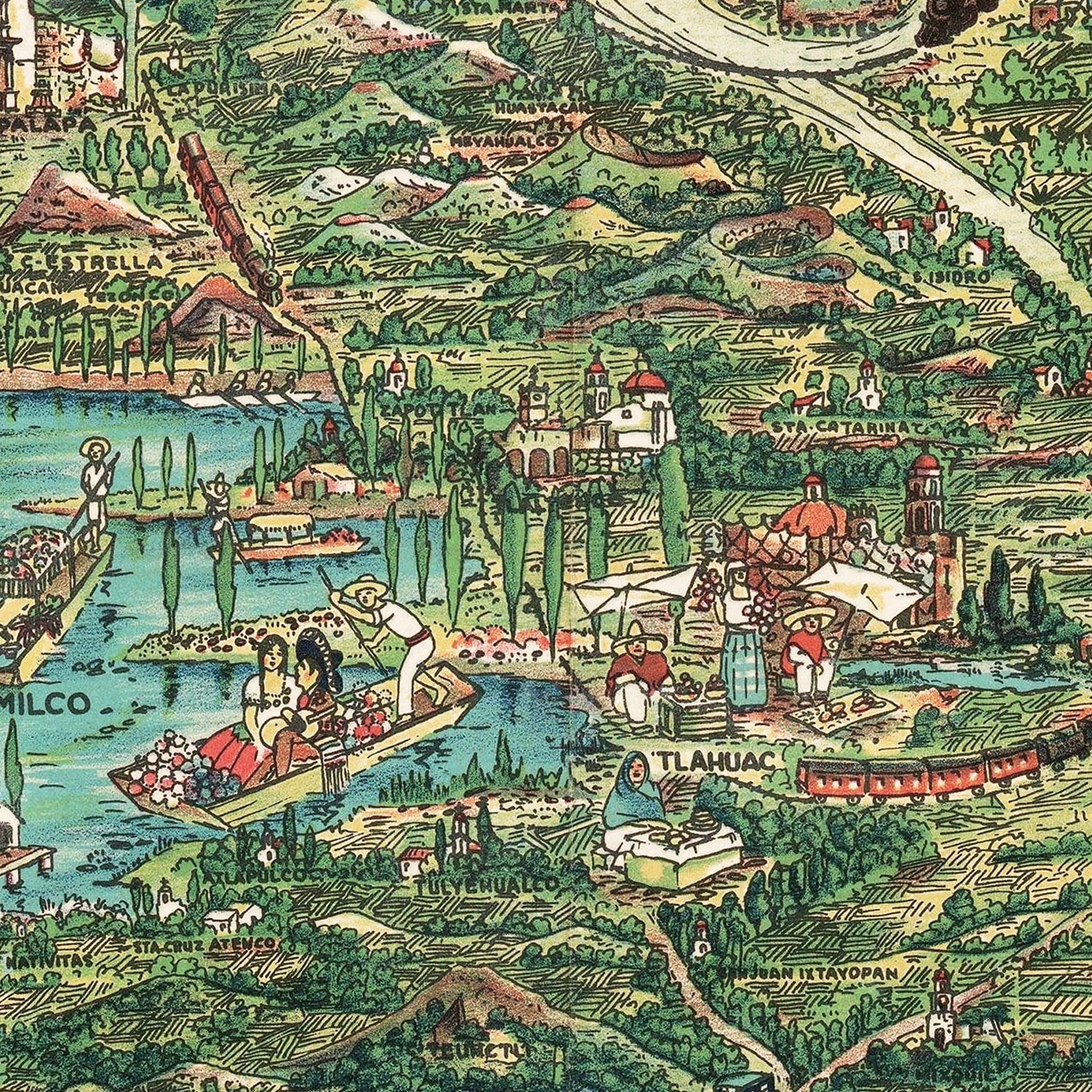 Vintage Map of Mexico City, Mexico 1935