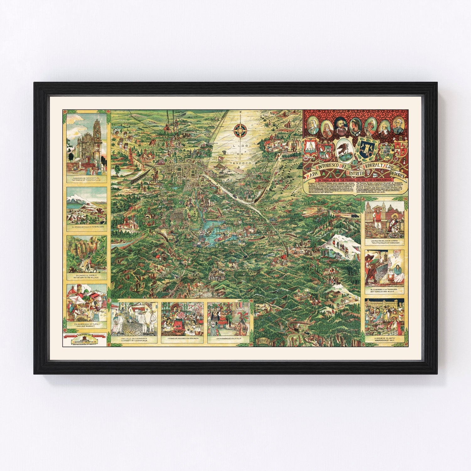 Vintage Map of Mexico City, Mexico 1935