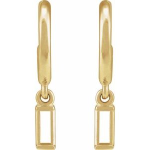 14K Yellow Gold 4x2 mm Straight Baguette 17.6 mm Hoop Earring Mounting – image 2