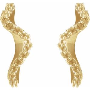 14K Yellow Gold 1.2 mm Round Accented Right 15.5 mm Hoop Earring Mounting – image 2