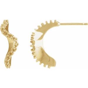 14K Yellow Gold 1.2 mm Round Accented Left 15.5 mm Hoop Earring Mounting