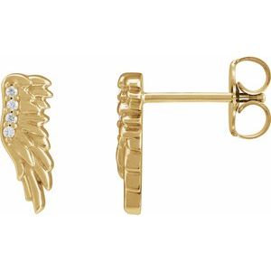 14K Yellow Gold .02 CTW Natural Diamond Angel Wing Earrings