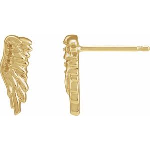 14K Yellow Gold Accented Right Angel Wing Earring Mounting