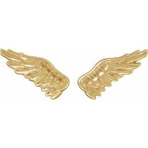 14K Yellow Gold Accented Right Angel Wing Earring Mounting – image 2