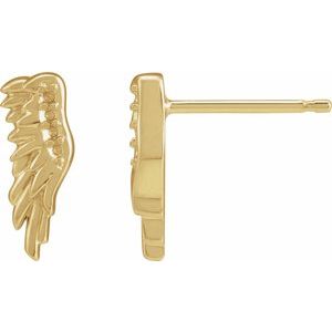 14K Yellow Gold Accented Left Angel Wing Earring Mounting
