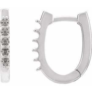 Sterling Silver 1.9 mm Round Accented 15.1 mm Hoop Earring Mounting